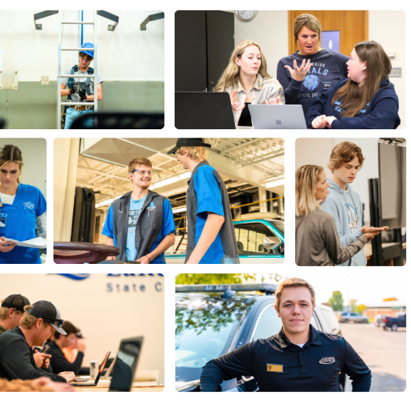 Collage of photos from community college.
