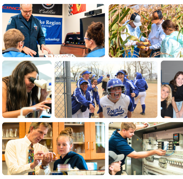 Collage of photos from community college.