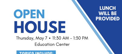 Open House at the Grand Forks Air Force Base Education Center on Thursday, May 7, from 11:30 a.m. to 1:30 p.m. Lunch will be provided.