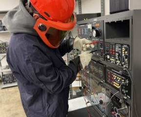 wind energy student works on electrical grid