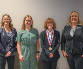 LRSC PTK Advisor Tammy Riggin, Jaelyn Buckman, Gracie Kuglin, and LRSC PTK Advisor Lisa Ginther
