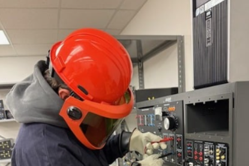 wind energy student works on electrical grid